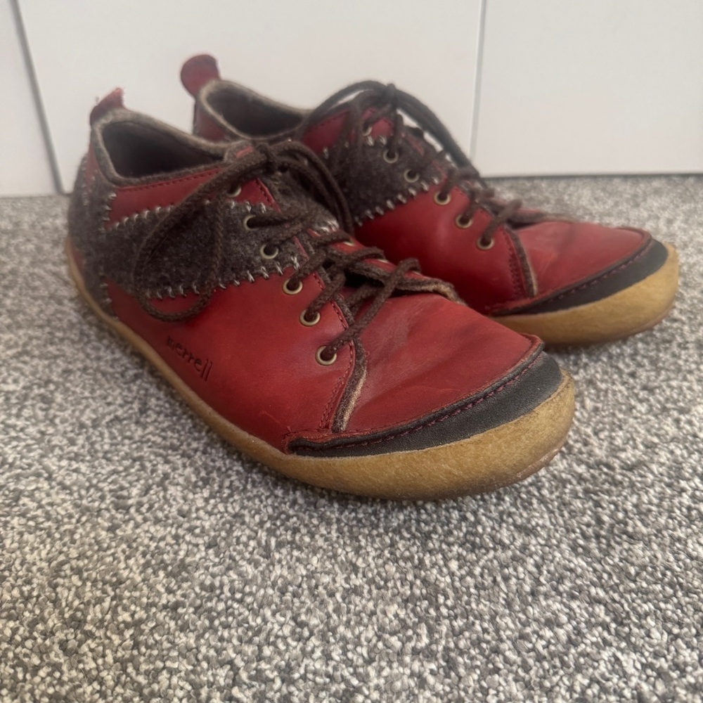 Merrell Milan Burnt Red Wool Leather Lace Up Casual Comfort Shoes Woman’s Size 9